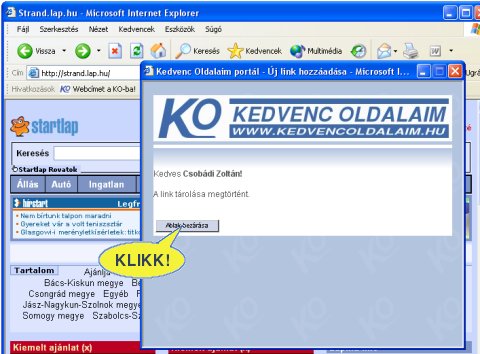 Link hozzáadása befejezés